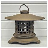 Cast Iron Pagoda Garden Lantern with Bamboo and