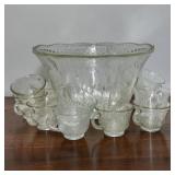 VTG Indiana Glass Harvest Punch Bowl w/ 12 Cups