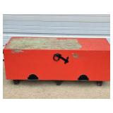 MYSTERY BOX. MODERN WOOD BOX/CRATE W/ FRAMED