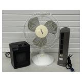 2 Oscillating Fans & 1 Small Ceramic Heater,