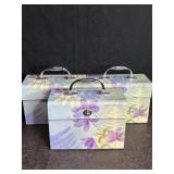 3 DECORATIVE FLORAL FILE/STORAGE BOXES