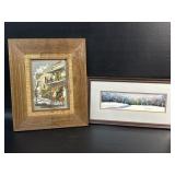 2 Small Original Art Pieces Snow Scene Signed