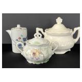 Antique German Sugar Bowl w Lid, White Sygar Bowl