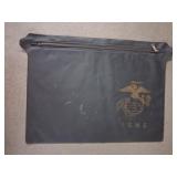 Vintage USMC Black Leather Document Zipper Pouch