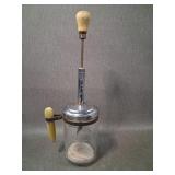 Vntg Hazel Atlas Glass Nut Chopper Yellow Handles