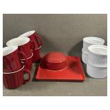 Red & White Serving Pieces Cheese Plate , Soup
