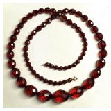 Bakelite Cherry Amber 31" Necklace Vintage
