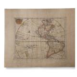 17th - 18th Cent. Western Hemisphere Map Entaglio