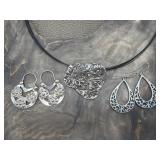 Handcrafted Signed Pendant & 925 Earrings