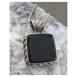 925 Onyx Pendant & Italy Box Square Chain