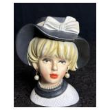 VINTAGE NAPCO LADY HEAD VASE PLANTER W/ JEWELRY