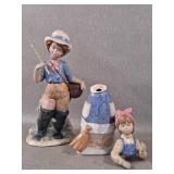 Vntg Nadal Fisherman Figurine & Broken Girl