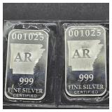 2- 1/2 OZ FINE SILVER BARS
