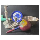 Silver On Copper Bowl Towle Pewter Candlestick