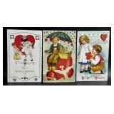 3 Antique Valentine Postcards