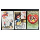 Trio of Antique Valentine Postcards