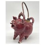 Hand Crafted Pottery Pig Teapot Signed