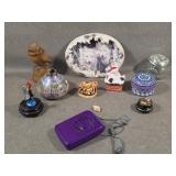 Sm Nat. Amer. Pottery Vase, Face Fan & Trinkets
