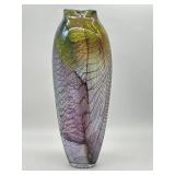 Large Louis Via art glass vase, Signed , Spider