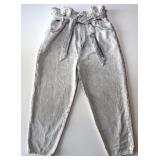 Allsaints Sammy Paperbag Jeans Grey Snow Sz 10,