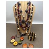 Wood, Glass, Acrylic & Tagua Necklaces, Bracelets