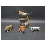 Vintage Bronze Bull Trophy by L A Craft +++