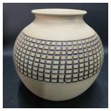 7' Era Checkered Pottery Vase