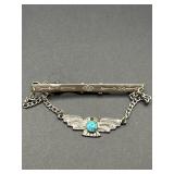 VINTAGE STERLING SILVER & TURQUOISE THUNDERBIRD