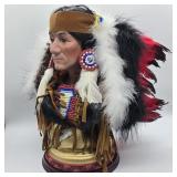 NATIVE AMERICAN BUST WITH FEATHERED HEAD DRESS