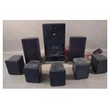 Onn Mini CD Stereo System Lot with 7 Speakers