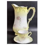 Hot Chocolate Pot No Lid w/ 1 Cup & Saucer