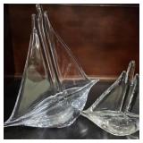 Crystal Sailboat Sculpture Pair