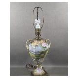 Vtg Hand-Painted Porcelain Lamp