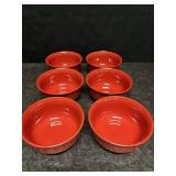 SET OF 6 RED CERAMIC BOWLS BY ROYAL NORFOLK