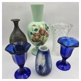 Handpainted Vase & Cobalt Sundaes Lot