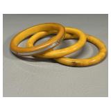 3 Butterscotch Bakelite Vintage Bangle Bracelets