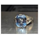Sterling Silver Cocktail Ring, Blue Stone