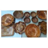 Box Lot, Assorted Parquet / Checkered Wood Bowls,