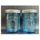 2 Modern Blue Ball Canning Jars