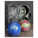 2 BOWLING BALLS BLUE BRUNSWICK ZONE & HAMMER