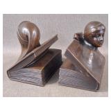 Jennings Bros Bronze Dante & Beatrice Bookends