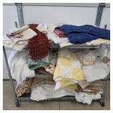 Rolling Rack & Contents: Blankets / Fabric