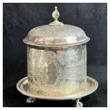English SilverPlate Biscuit Jar