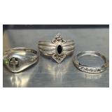 Sterling Silver Rings, one missing a stone , one