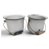 2 Vtg Enamel Pails