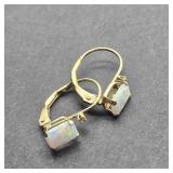 14 K YELLOW GOLD OPAL PEIRCED EARRINGS