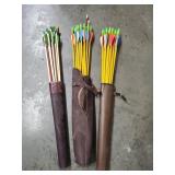 3 Vtg Quivers W Fiberglass Arrows Archery
