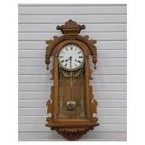 Antique Wall Clock Case w/ Porcelain Face