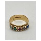 14K. GOLD MOTHERS RING W/ SEMI-PRECIOUS STONES