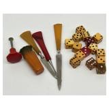 Vintage Bakelite Dice Die , Manicure Tools +